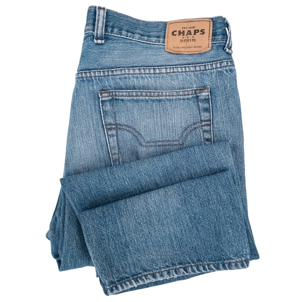 Chaps‎ Denim Jeans Mens 36x30 Blue Straight Leg 100% Cotton Regular FITS 36x30